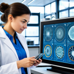 A professional female engineer, fully clothed in a modest lab coat over appropriate business attire, stands in a cutting-edge research and development laboratory. She is observing a holographic display that showcases intricate, organic, and lightweight 3D-printed metal components designed by generative AI. On a clean workbench beside her, a physical prototype of a complex, lattice-structured part is visible. The laboratory is clean, well-lit, and futuristic. Perfect anatomy, correct proportions, natural pose, well-formed hands, proper finger count, natural body proportions, professional photography, high detail, sharp focus, volumetric lighting, fully clothed, modest clothing, appropriate attire, professional dress, safe for work, appropriate content, professional, family-friendly.
