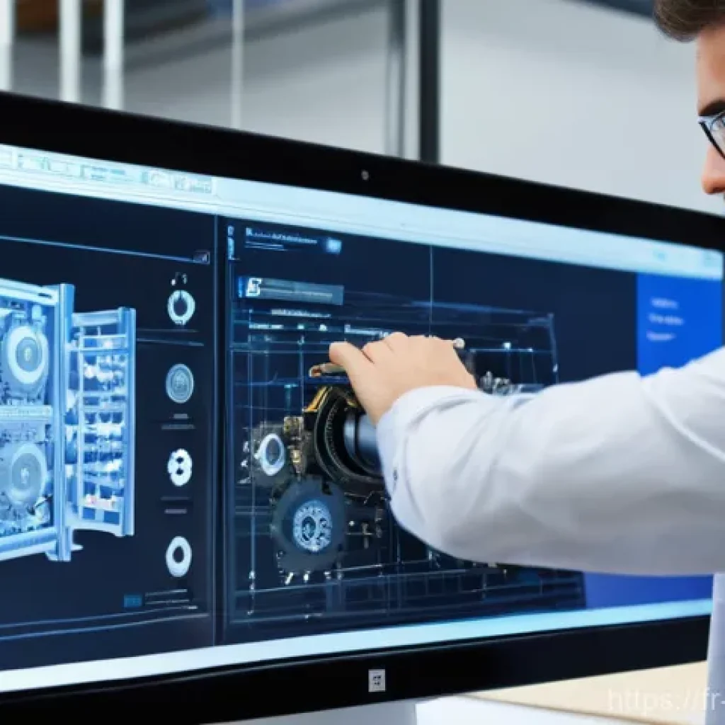 기계설계 관련 해외 자격증 - **Prompt:** A focused mechanical engineer, in their late 20s to early 30s, intently working on a com...