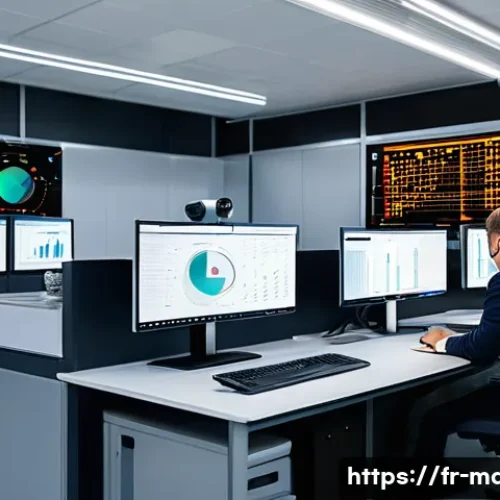 기계설계 제품 출시 후 품질 관리 - A modern industrial quality control room in a French manufacturing plant, featuring diverse professi...